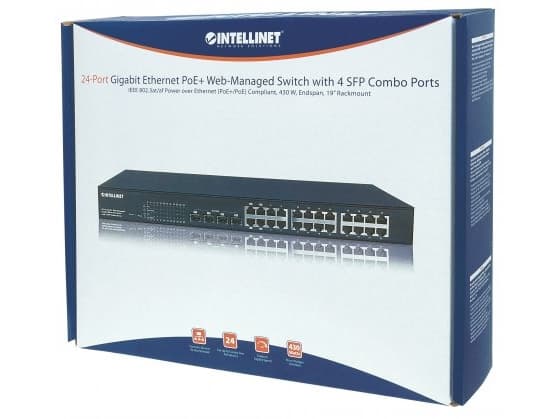 Intellinet 561372, Administreret, Gigabit Ethernet (10/100/1000), Fuld duplex, Strøm over Ethernet (PoE), Stativ-montering