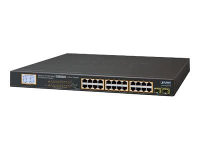 PLANET GSW-2620VHP - Switch - 24 x 10/100/1000 (PoE+) + 2 x Gigabit SFP - skrivbordsmodell, rackmonterbar - PoE+ (300 W)