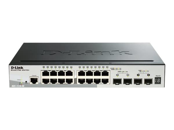 D-Link DGS-1510-20/E, Hallittu, L2/L3, Gigabit Ethernet (10/100/1000), Täysin kaksipuolinen, Telineasennus, 1U