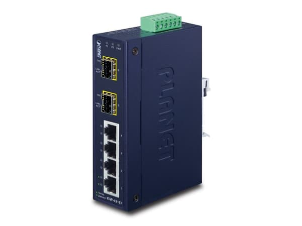 PLANET ISW-621TF - Switch - 4 x 10/100 + 2 x SFP - DIN-skenmonterbar, väggmonterbar - Likström