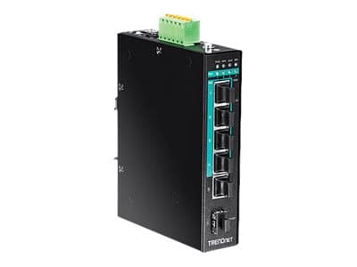 TRENDnet TI-PG541 - Switch - 4 x 10/100/1000 (PoE+) + 1 x 10/100/1000 + 1 x Gigabit SFP - DIN-skinnemonterbar - PoE+ (120 W) - TAA-samsvar