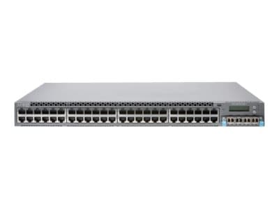 Juniper Networks EX Series EX4300-48P - kytkin - L3 - Hallittu - 48 x 10/100/1000 (PoE+) + 4 x 40 Gigabit QSFP+ - ilmavirta edestä taaksepäin - telin Harmaa