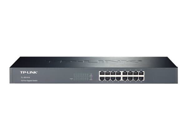 TP-Link TL-SG1016 Ohanterad Gigabit Ethernet (10/100/1000) 1U Svart