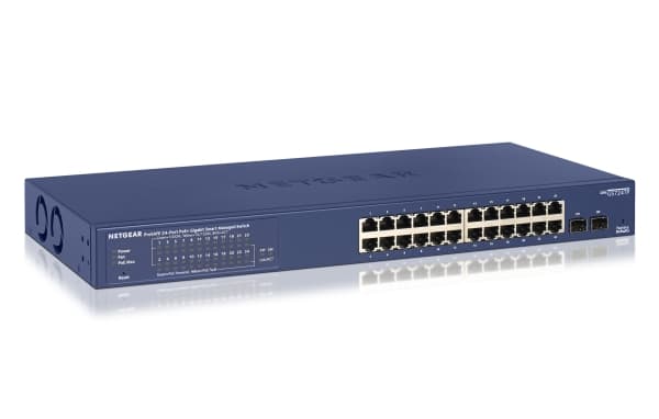 NETGEAR Smart GS724TPv2 - Switch - smart - 24 x 10/100/1000 (PoE+) + 2 x 1000Base-X SFP (upplänk) - rackmonterbar - PoE+ (190 W)