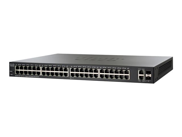Cisco 220 Series SG220-50P - Switch - Administrerad - 48 x 10/100/1000 (PoE) + 2 x kombinations-Gigabit SFP - skrivbordsmodell, rackmonterbar - PoE (