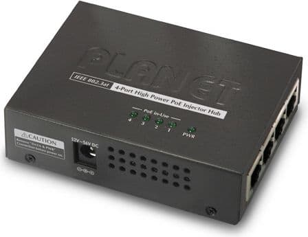 PLANET HPOE-460 - Strøminjektor - AC 100-240 V - 120 watt - Ethernet 10/100/1000 - utgangskontakter: 4