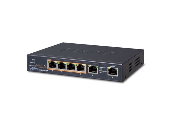 PLANET GSD-604HP, Ohanterad, Gigabit Ethernet (10/100/1000), Strömförsörjning via Ethernet (PoE) stöd