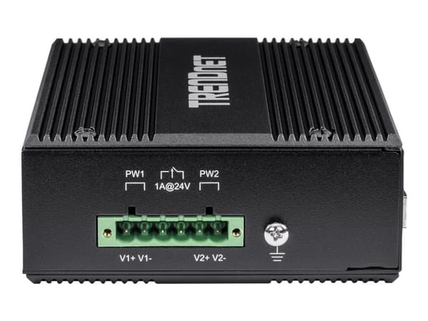 TRENDnet TI-UPG62 - Switch - ohanterad - 4 x 10/100/1000 (PoE+) + 2 x Gigabit SFP - DIN-skenmonterbar, väggmonterbar - PoE+ (240 W) - likström - TAA-