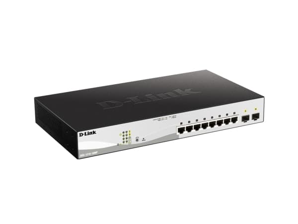 D-Link Web Smart DGS-1210-10MP - Switch - L2+ - smart - 8 x 10/100/1000 (PoE+) + 2 x Gigabit SFP - skrivbordsmodell - PoE+ (130 W)