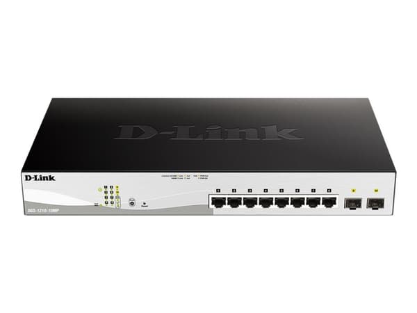 D-Link Web Smart DGS-1210-10MP - Switch - L2+ - smart - 8 x 10/100/1000 (PoE+) + 2 x Gigabit SFP - skrivbordsmodell - PoE+ (130 W)