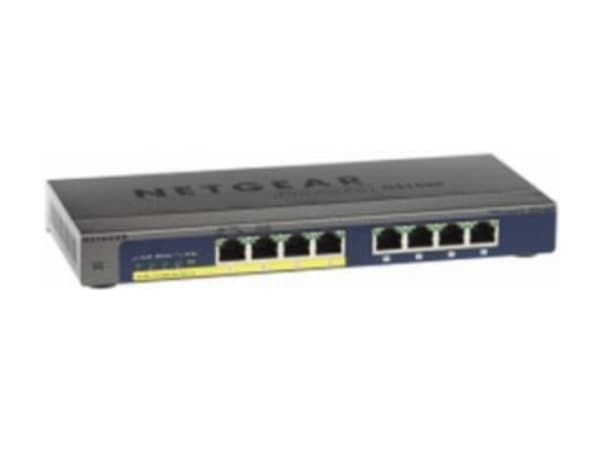 NETGEAR GS108PP - Switch - 8 x 10/100/1000 (PoE+) - stasjonær, rackmonterbar, veggmonterbar - PoE+ (123 W) - DC-strøm