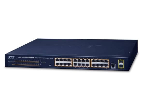 PLANET GS-4210-24P2S - Switch - Administrerad - 24 x 10/100/1000 (PoE+) + 2 x Gigabit SFP - rackmonterbar - PoE+ (300 W)