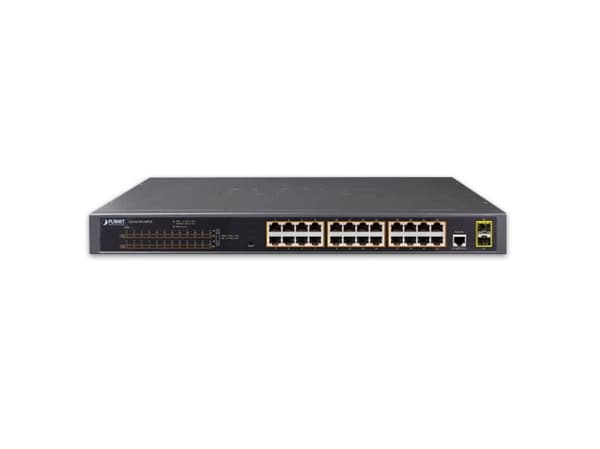 PLANET GS-4210-24P2S - Switch - Administrerad - 24 x 10/100/1000 (PoE+) + 2 x Gigabit SFP - rackmonterbar - PoE+ (300 W)