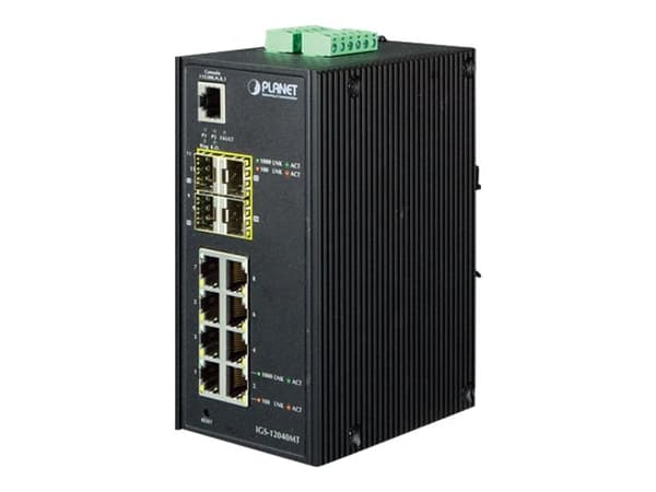 PLANET IGS-12040MT, Hallittu, L2+, Gigabit Ethernet (10/100/1000), Täysin kaksipuolinen, Seinäkiinnitteinen Sininen, Valkoinen