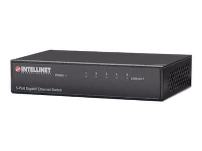 Intellinet 5-Port Gigabit Ethernet Switch, Metal, Box - Switch - 5 x 10/100/1000 - stasjonær Sort