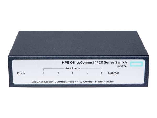HPE OfficeConnect 1420 5g - Switch - ohanterad - 5 x 10/100/1000 - skrivbordsmodell Grå