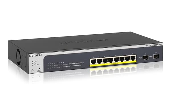 NETGEAR Smart GS510TPP - Switch - L3 Lite - smart - 8 x 10/100/1000 (PoE+) + 2 x SFP - stasjonær, rackmonterbar - PoE+ (190 W)