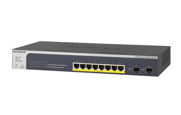 NETGEAR Smart GS510TPP - Switch - L3 Lite - smart - 8 x 10/100/1000 (PoE+) + 2 x SFP - stasjonær, rackmonterbar - PoE+ (190 W)