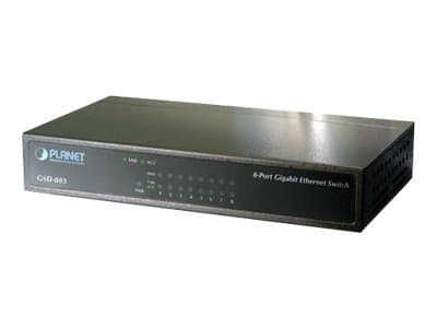 PLANET GSD-803 - Switch - 8 x 10/100/1000 - skrivbordsmodell Blå