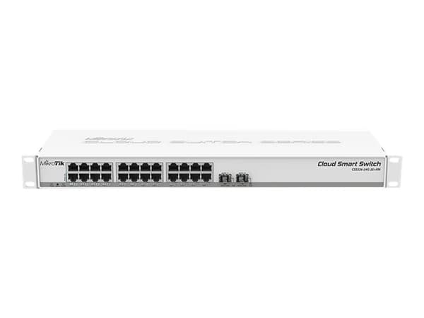 MikroTik Cloud Smart Switch CSS326-24G-2S+RM - Switch - smart - 24 x 10/100/1000 + 2 x 10 Gigabit SFP+ - rackmonterbar - PoE Hvit
