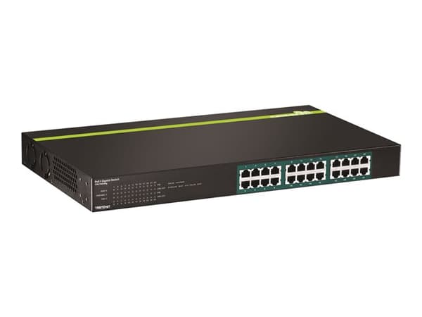 TRENDnet TPE TG240g - Switch - 24 x 10/100/1000 (PoE+) - skrivbordsmodell, rackmonterbar - PoE+ (370 W) - TAA-kompatibel Svart