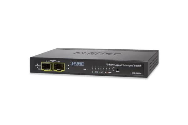 PLANET GSD-1002M - Switch - Styrt - 8 x 10/100/1000 + 2 x Fast Ethernet/Gigabit SFP - stasjonær