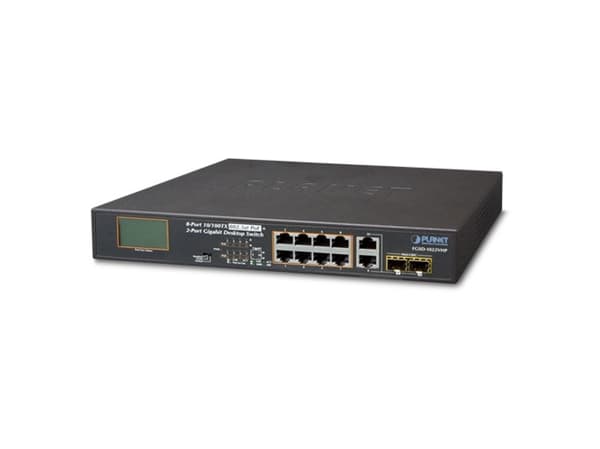 PLANET FGSD-1022VHP - Switch - ohanterad - 8 x 10/100 (PoE+) + 2 x kombinations-Gigabit SFP - skrivbordsmodell - PoE+ (120 W)