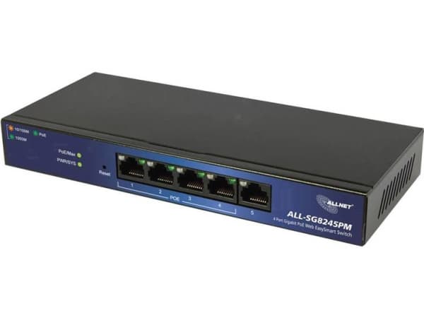 ALLNET ALL-SG8245PM, hanterad, L2, Gigabit Ethernet (10/100/1000), Full duplex, Strömförsörjning via Ethernet (PoE) stöd
