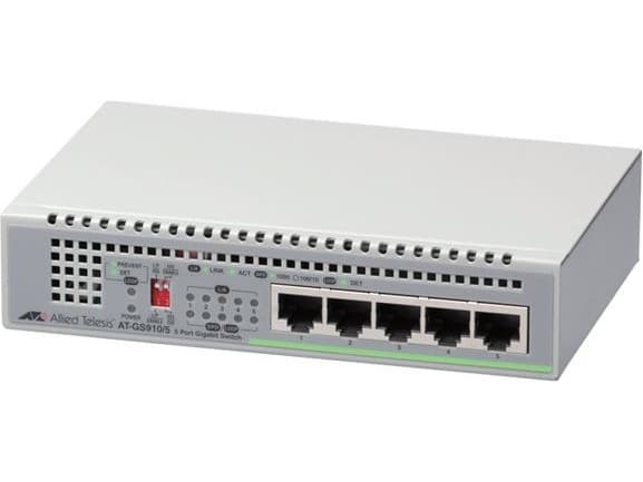 Allied Telesis CentreCOM AT-GS910/5 - Switch - 5 x 10/100/1000 - skrivbordsmodell