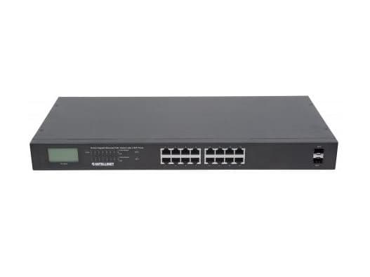 Intellinet 561259, Ohanterad, Gigabit Ethernet (10/100/1000), Full duplex, Strömförsörjning via Ethernet (PoE) stöd, Rackmontering