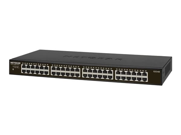 NETGEAR SOHO GS348 - Switch - ikke-styrt - 48 x 10/100/1000 - stasjonær, rackmonterbar Sort