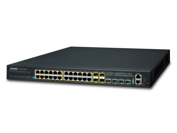 PLANET SGS-6341-24P4X - Switch - L3 - Administreret - 24 x 10/100/1000 (PoE+) + 4 x 10 Gigabit SFP+ - monterbar på stativ - PoE+ (370 W)