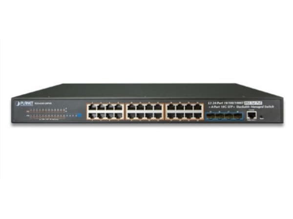 PLANET SGS-6341-24P4X - Switch - L3 - Administreret - 24 x 10/100/1000 (PoE+) + 4 x 10 Gigabit SFP+ - monterbar på stativ - PoE+ (370 W)