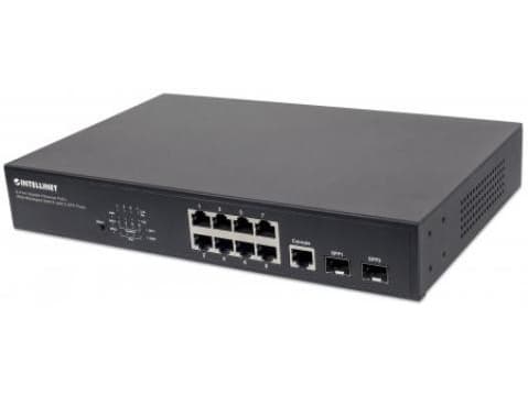 Intellinet 561167, hanterad, Gigabit Ethernet (10/100/1000), Strömförsörjning via Ethernet (PoE) stöd, Rackmontering Svart
