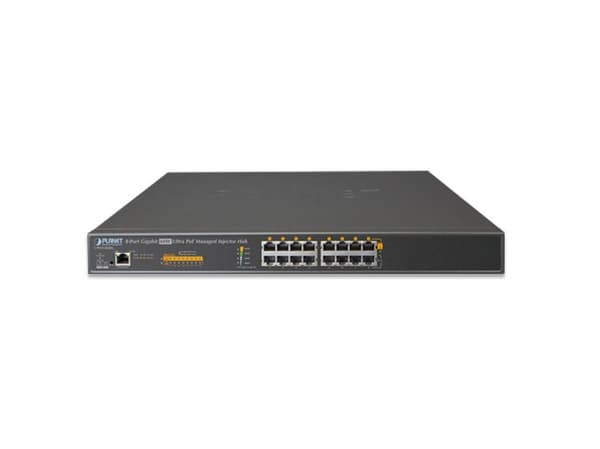 PLANET UPOE-800G, Håndtert, Gigabit Ethernet (10/100/1000), Strøm over Ethernet (PoE), Rack-montering