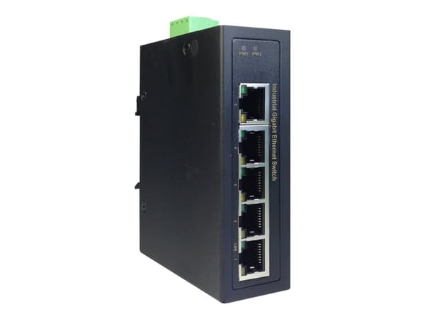 DIGITUS DN-651107 - Switch - industrial, gigabit - ikke-styrt - 5 x 10/100/1000 - DIN-skinnemonterbar Sort