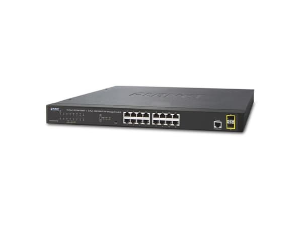 PLANET GS-4210-16T2S, Hallittu, L2/L4, Gigabit Ethernet (10/100/1000), Täysin kaksipuolinen, Telineasennus, 1U