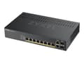 Miniatyrbild 1 av 5: Zyxel GS1920-8HPv2 - Switch - smart - 8 x 10/100/1000 (PoE+) + 2 x kombinations-Gigabit SFP - skrivbordsmodell, väggmonterbar - PoE+ (130 W)