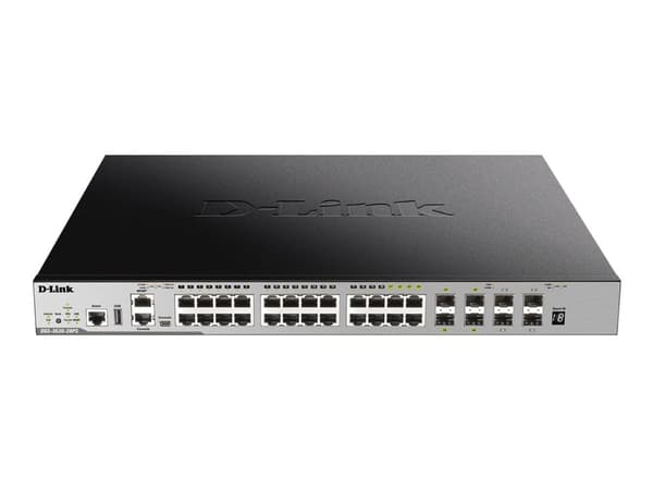 D-Link DGS 3630-28PC - Switch - L3 - Administreret - 20 x 10/100/1000 (PoE+) + 4 x Combo Gigabit SFP + 4 x 10 Gigabit SFP+ - monterbar på stativ - Po