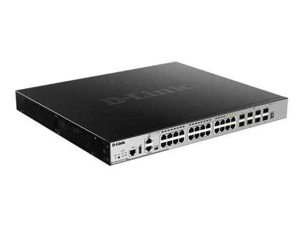 D-Link DGS 3630-28PC - Switch - L3 - Administreret - 20 x 10/100/1000 (PoE+) + 4 x Combo Gigabit SFP + 4 x 10 Gigabit SFP+ - monterbar på stativ - Po