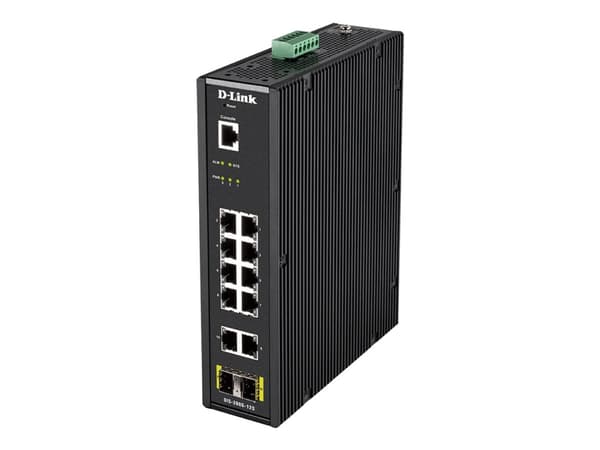 D-Link DIS 200G-12S - Switch - Administrerad - 10 x 10/100/1000 + 2 x SFP - DIN-skenmonterbar, väggmonterbar - Växelström 120/230 V/likström 46 - 54