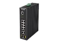 D-Link DIS 200G-12S - Switch - Administrerad - 10 x 10/100/1000 + 2 x SFP - DIN-skenmonterbar, väggmonterbar - Växelström 120/230 V/likström 46 - 54 Svart