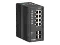 Miniatyrbild 3 av 5: Black Box Industrial Managed Ethernet PoE+ Switch - Switch - Administrerad - 8 x 10/100/1000 (PoE+) + 4 x SFP - skrivbordsmodell, DIN-skenmonterbar,