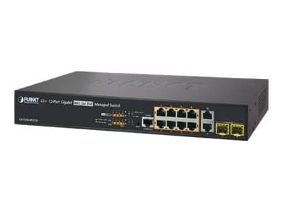 PLANET GS-5220-8P2T2S - Switch - Styrt - 8 x 10/100/1000 (PoE+) + 2 x 10/100/1000 + 2 x Fast Ethernet/Gigabit SFP - stasjonær, rackmonterbar - PoE+ ( Blå
