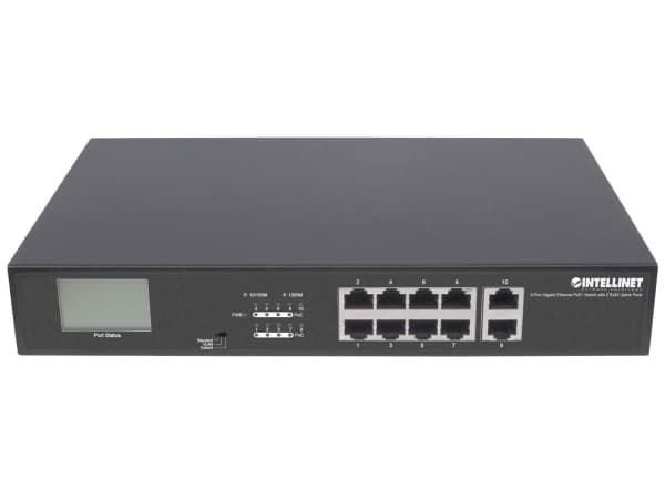 Intellinet 561303, Gigabit Ethernet (10/100/1000), Full duplex, Strömförsörjning via Ethernet (PoE) stöd, Rackmontering