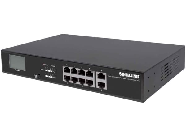 Intellinet 561303, Gigabit Ethernet (10/100/1000), Full tosidig, Strøm over Ethernet (PoE), Rack-montering Sort