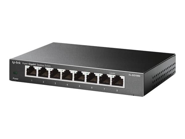TP-Link TL-SG108S - Switch - 8 x 10/100/1000 - skrivbordsmodell Svart