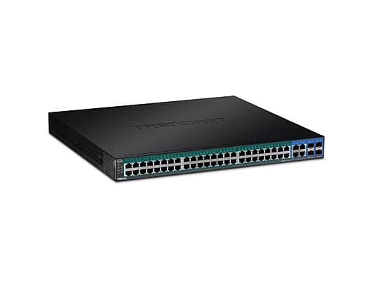 TRENDnet TPE 5240WS - Switch - smart - 48 x 10/100/1000 (PoE+) + 4 x kombinations-Gigabit SFP - skrivbordsmodell, rackmonterbar - PoE+ (370 W) - Växe