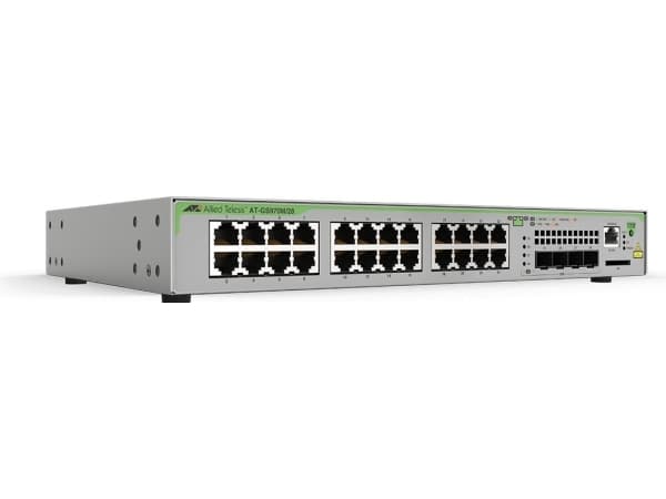 Allied Telesis CentreCOM AT-GS970M/28 - Switch - L3 - Administrerad - 24 x 10/100/1000 + 4 x SFP (mini-GBIC) (upplänk) - skrivbordsmodell