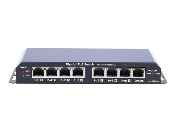 Extralink KRATOS - Switch - 7 x 10/100/1000 (PoE) + 1 x 10/100/1000 (opplink) - stasjonær - PoE